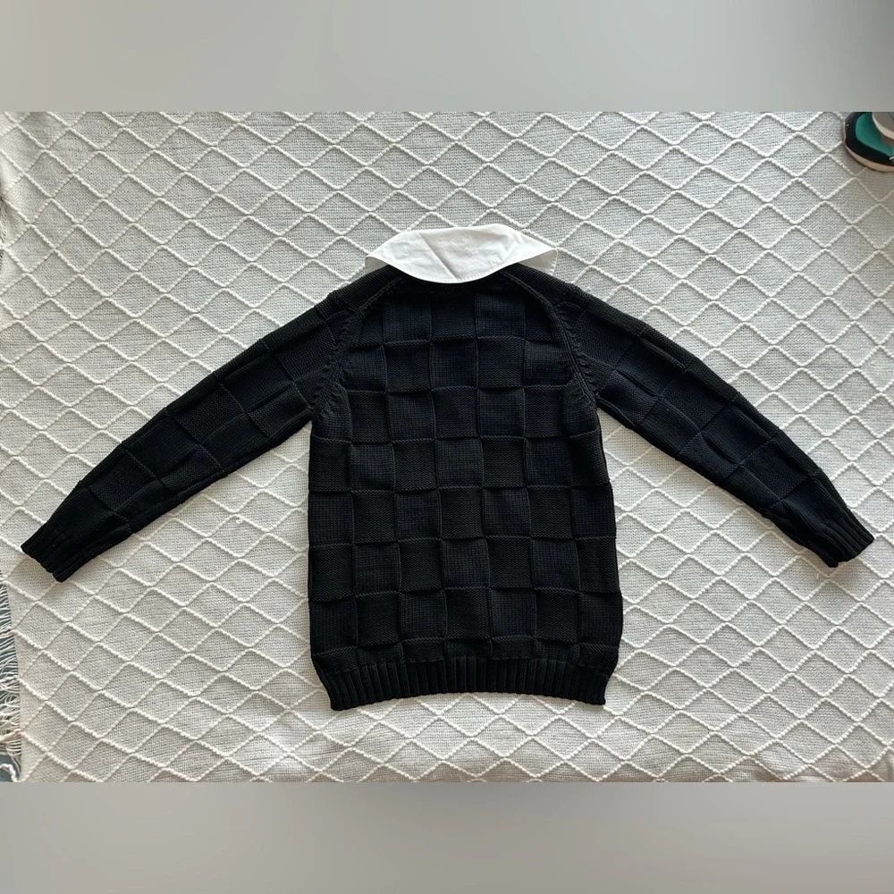 Ganni Women’s Poplin Collar Smiley Cardigan in Black. Size small